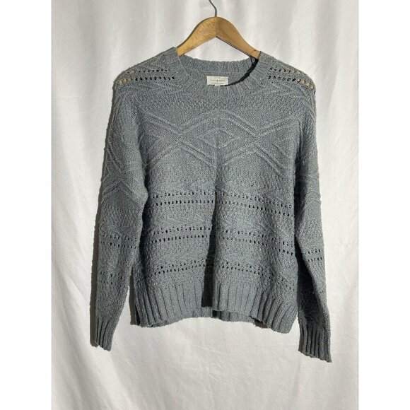 Lucky Brand Sweater Womens Petite Small Cable Knit Crew Neck Sea Foam Green - Picture 4 of 11